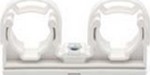 Double clamp for copper piping with stirrup and metal nut M6